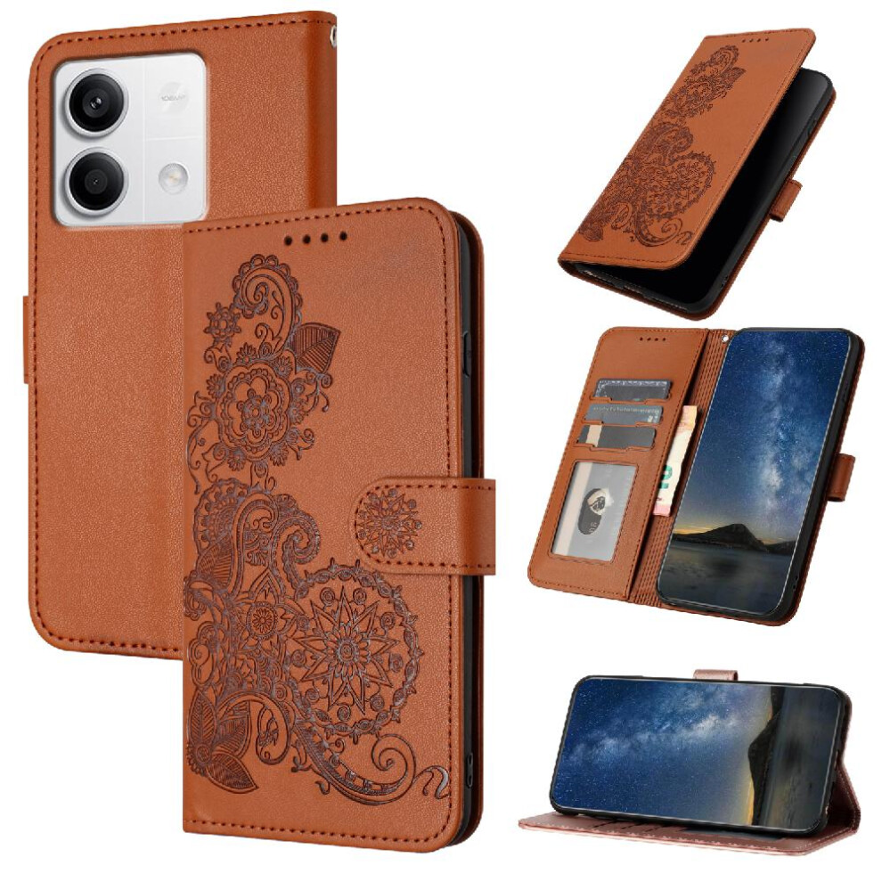 (Brown) Case For Xiaomi Redmi Note 13 4G Flip Folio Book With Card Slot Stand Kickstand Protective Pu Leather Magnetic Closure Brown 764762755430