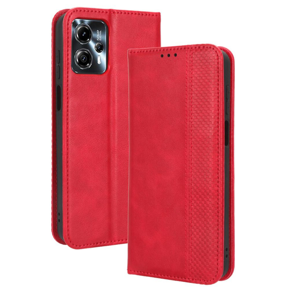 (Red) Case For Motorola Moto G53/G13/G23 Wallet Pu Leather Magnetic Closure Red 764762756437