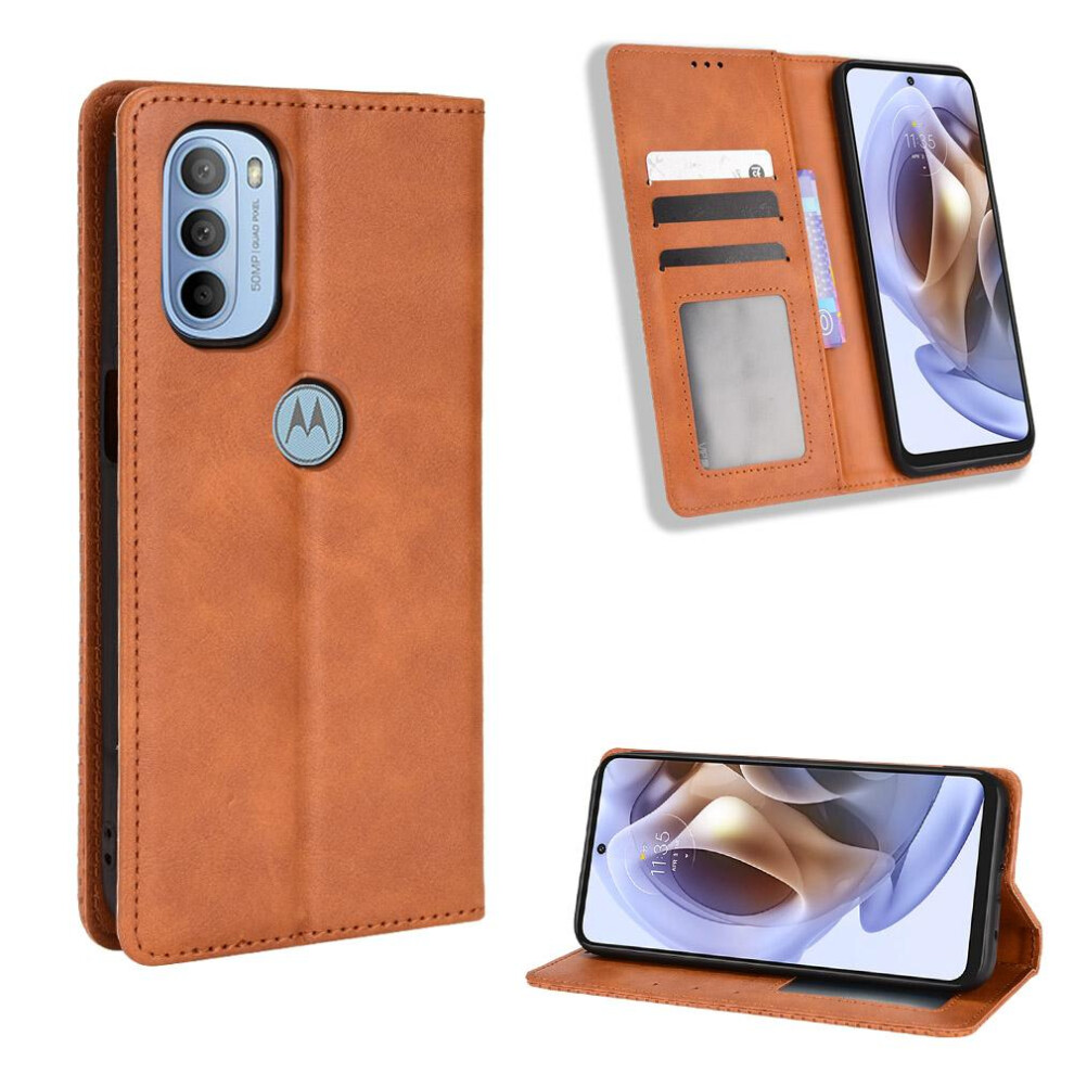 (Brown) Case For Motorola Moto G31/G41 Wallet Pu Leather Magnetic Closure Brown 764762756499