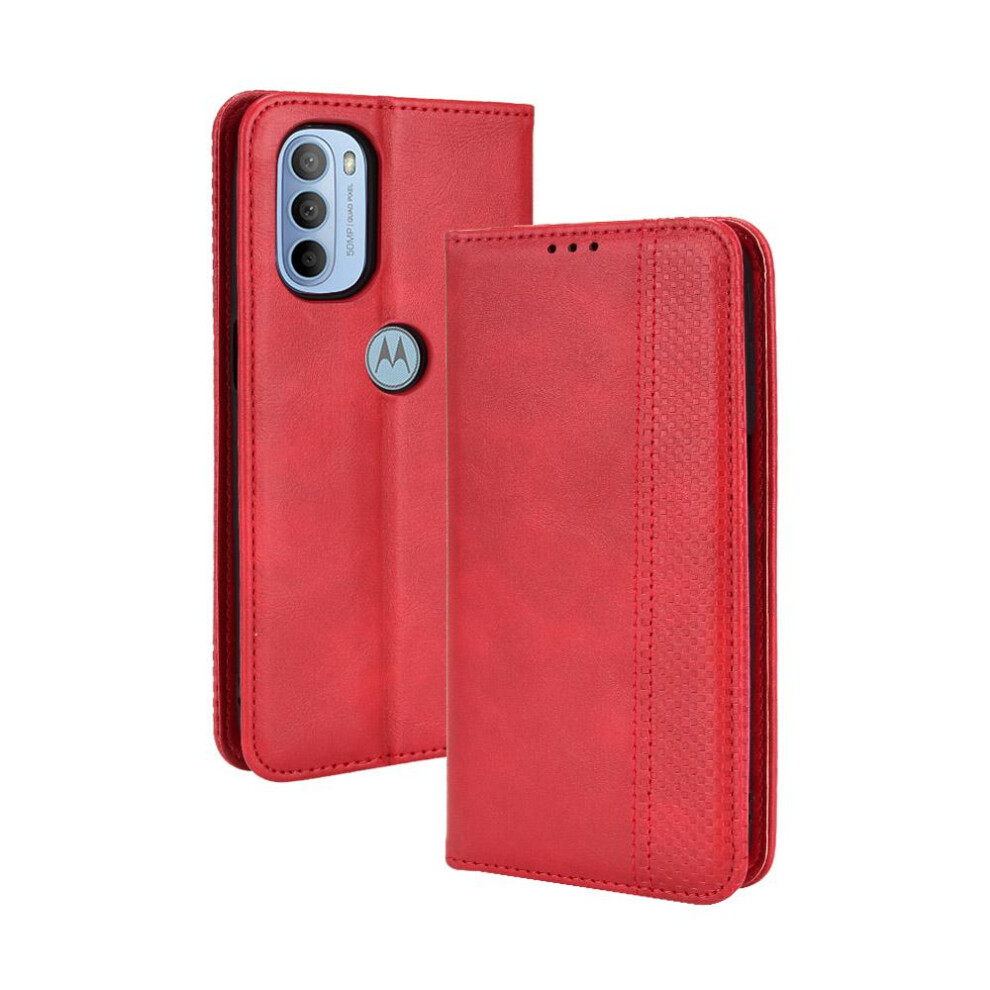 (Red) Case For Motorola Moto G31/G41 Wallet Pu Leather Magnetic Closure Red 764762756475
