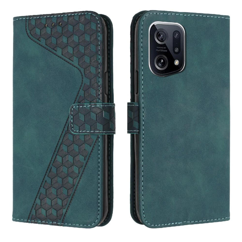 (Green) Phone Case For Oppo Find X5 Magnetic Wallet Kickstand Flip Folio Card Slots Cover Green 764762756789