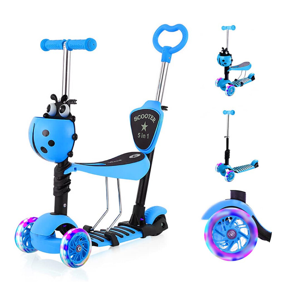 (Blue) 5-in-1 Kids Scooter Toddler Scooter