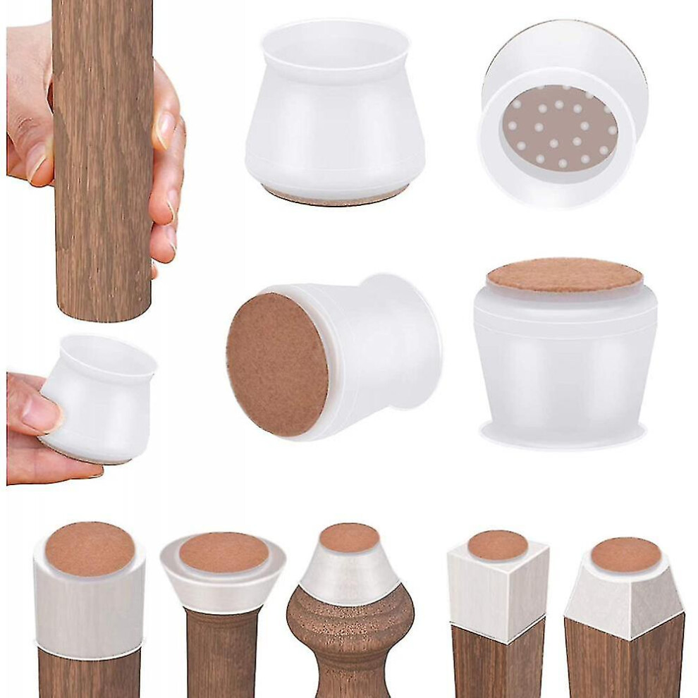 (Transparent, M) 16 Pack Silicone Chair Leg Floor Protectors With Felt Prevent Scratches And Reduce Noise 5413368272524