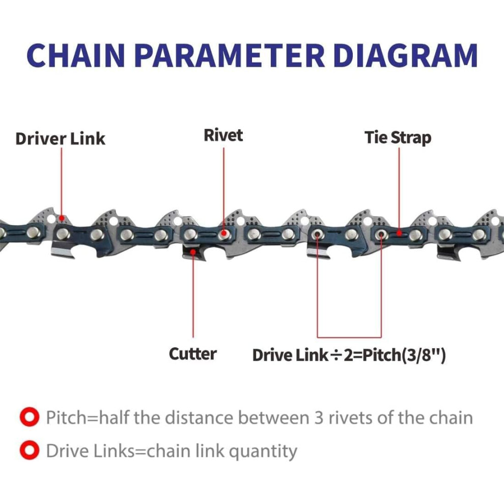 VanRank 8 Inch Chain for Milwaukee HATCHET 3004-20 Pruning Saw RYOBI P4360 RY43160 P4361 Pole Saw Chain for WORX WG349.9 WG349 (4 chains)