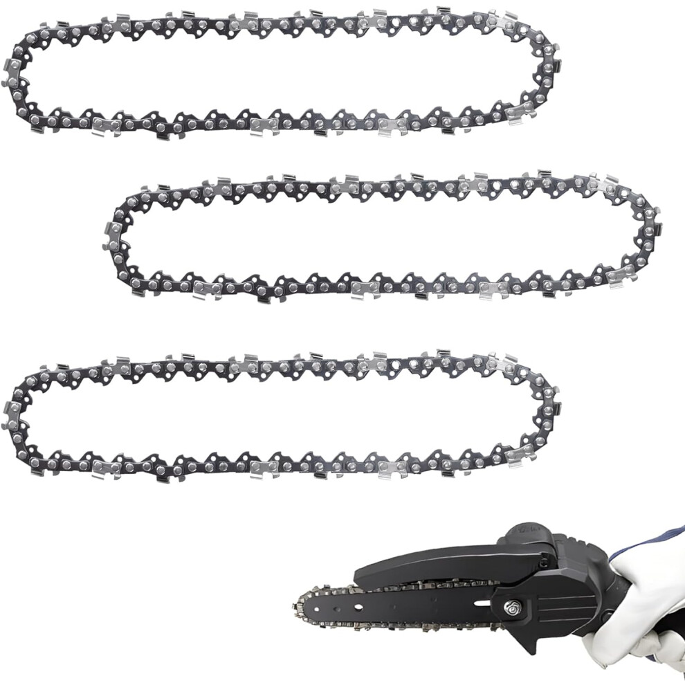 3pcs 4 Inch Mini Chain Saw Chain, Small Steel Chain Saw Chain Replacement Saw Chain Blade Chain for Cordless Handheld Mini Chain Saws Tree Trimming,