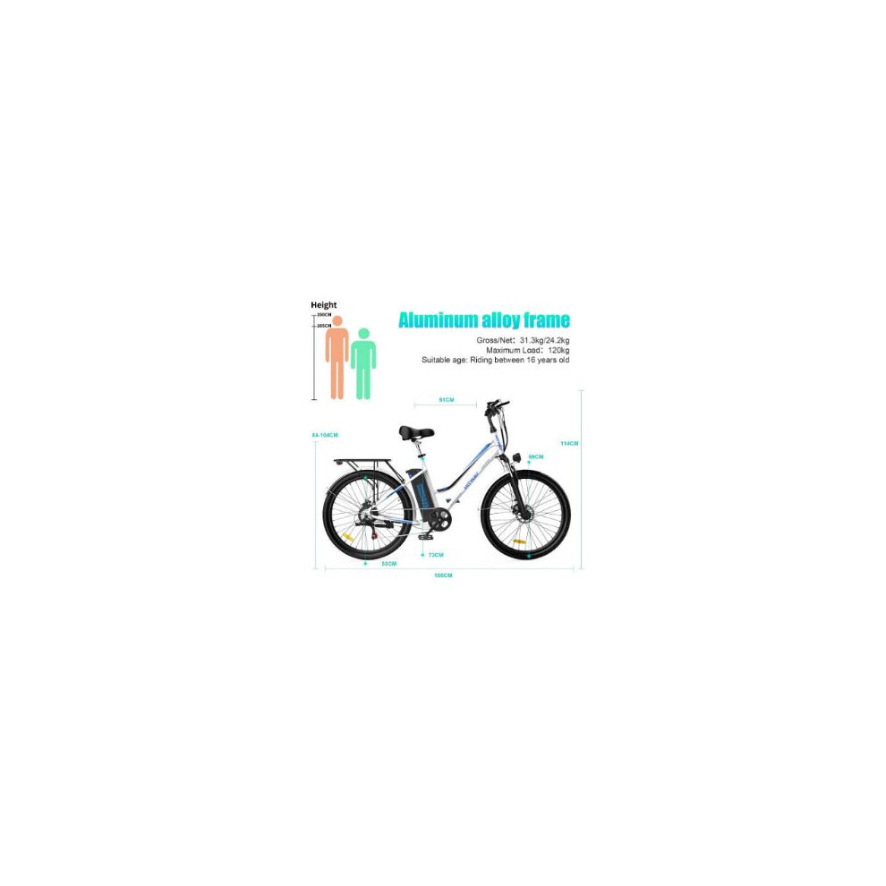 HITWAY BK8 Electric Bike, 26" E Bike, up 70KM City Bike MT Bikes Bicycle