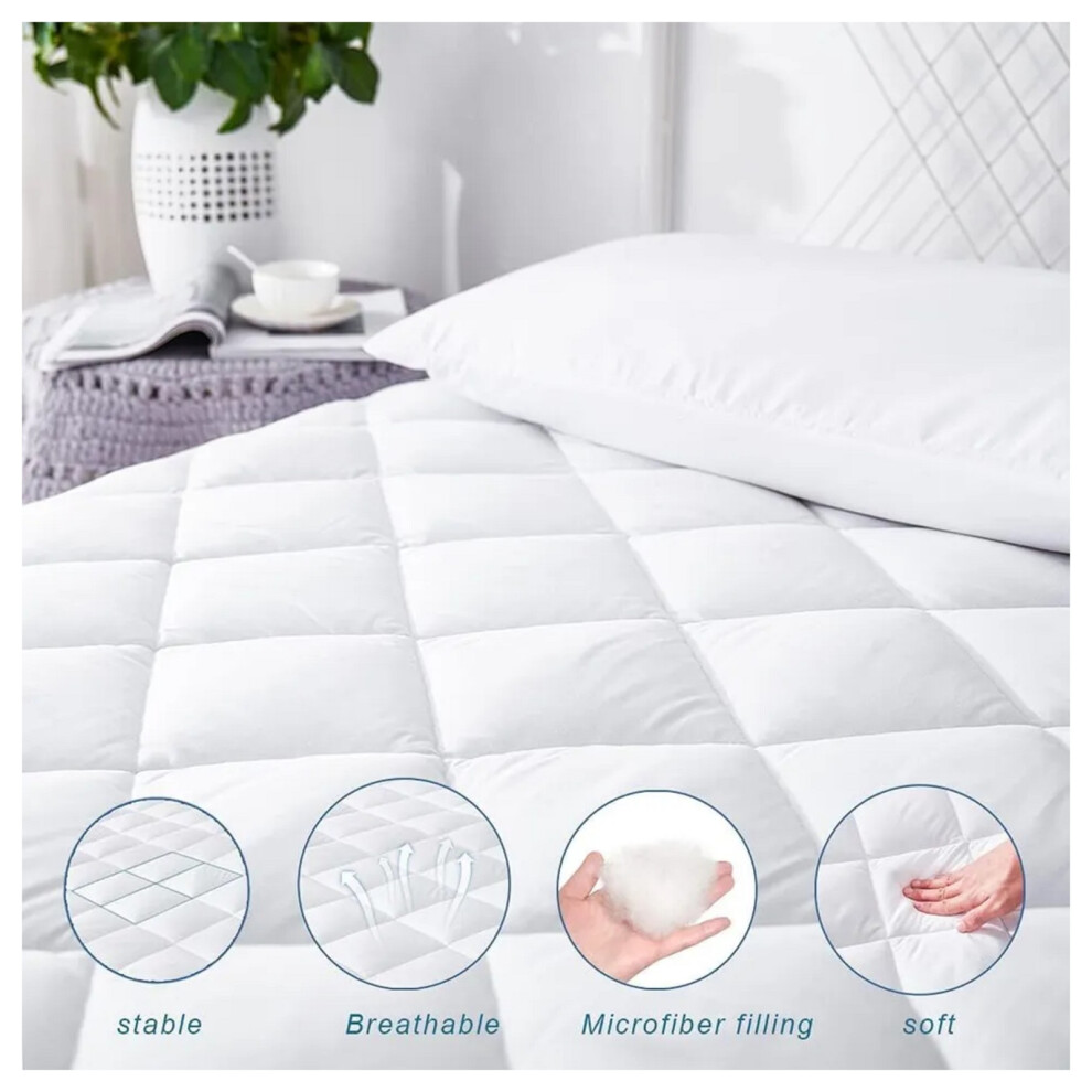 (King Mattress Protectors) Mattress Protector Pad Quilted Fitted 30cm Deep