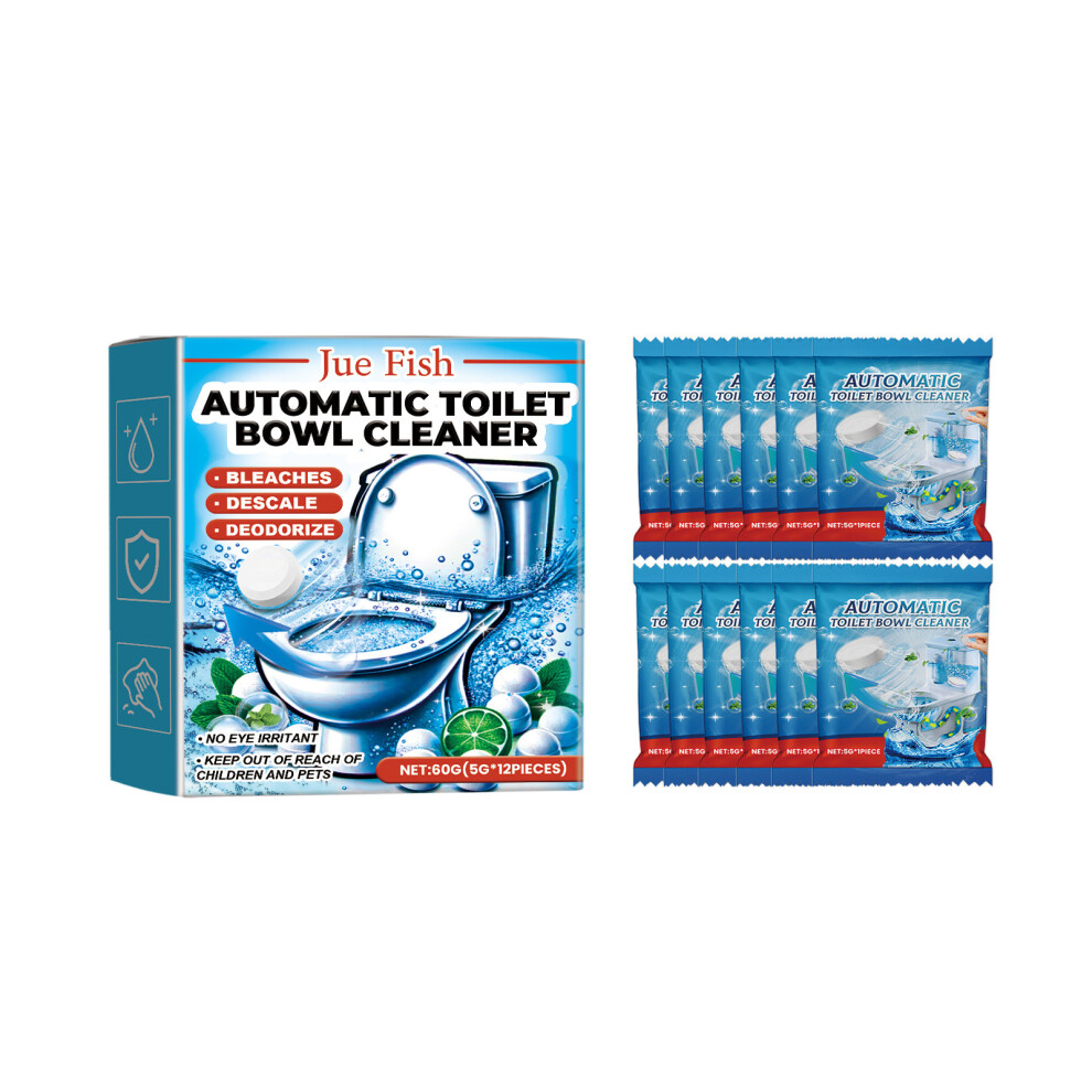 (60G(5G*12pieces)) Toilet Cleaning Effervescent Tablets Toilet Deodorizing and Descaling Automatic Toilet Odor Removing Effervescent Tablets