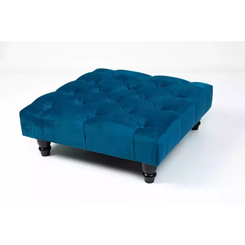 (Blue) Chesterfield Upholstered Stool Pouffe 50x50x25cm