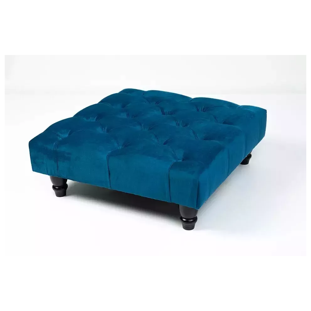 (Blue) Chesterfield Upholstered Stool Pouffe 50x50x25cm