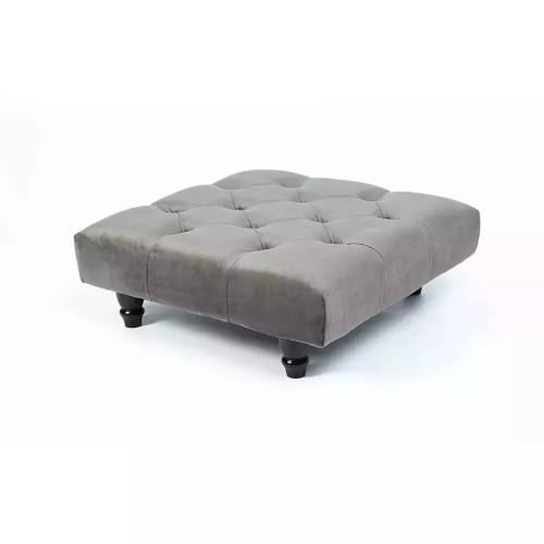 (Grey) Chesterfield Upholstered Stool Pouffe 50x50x25cm