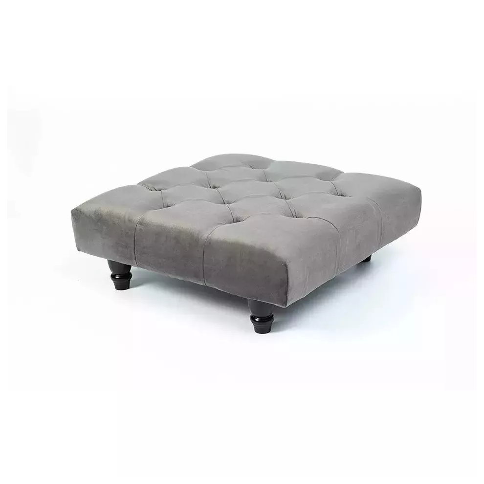 Y Homeware (Grey) Chesterfield Upholstered Stool Pouffe 50X50x25cm Grey