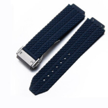 (Blue-Silver Clasp, 26mm) Watch Band For Hublot Big Bang Silicone 24 26mm Waterproof Men Watch Strap Chain Watch Accessories Rubber Watch Bracelet Chain-black-black Clasp