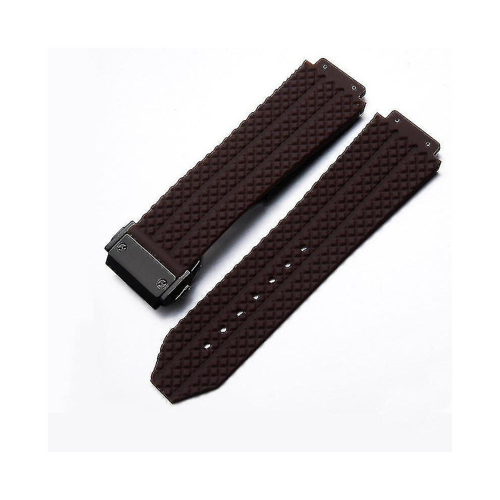 (Brown-Black Clasp, 24mm) Watch Band For Hublot Big Bang Silicone 24 26mm Waterproof Men Watch Strap Chain Watch Accessories Rubber Watch Bracelet Cha-image-OPC-PDW2Y5X-NEW