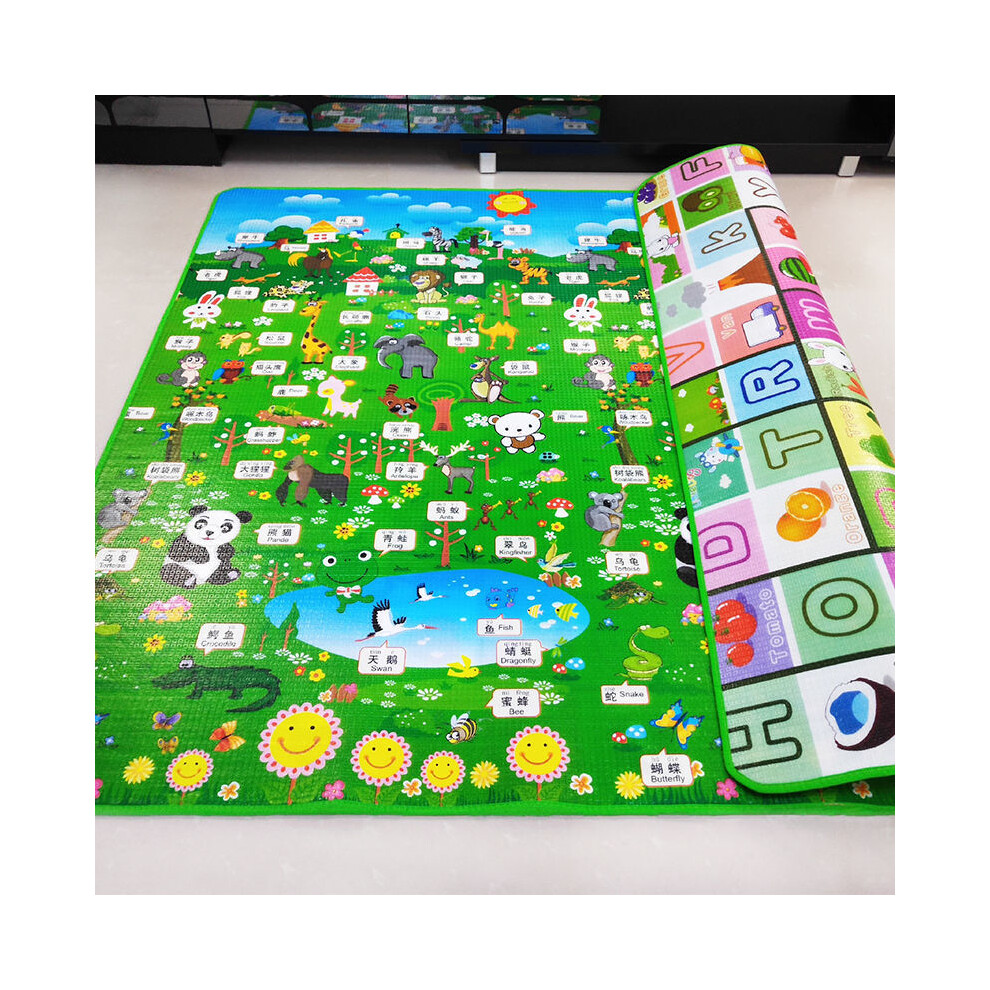 (Pink, 180cmX150cmX0.5cm) Baby Play Mat Waterproof XPE Soft Floor Playmat Foldable Crawling Carpet Kid Game Activity Rug Folding Blanket Educational Toys