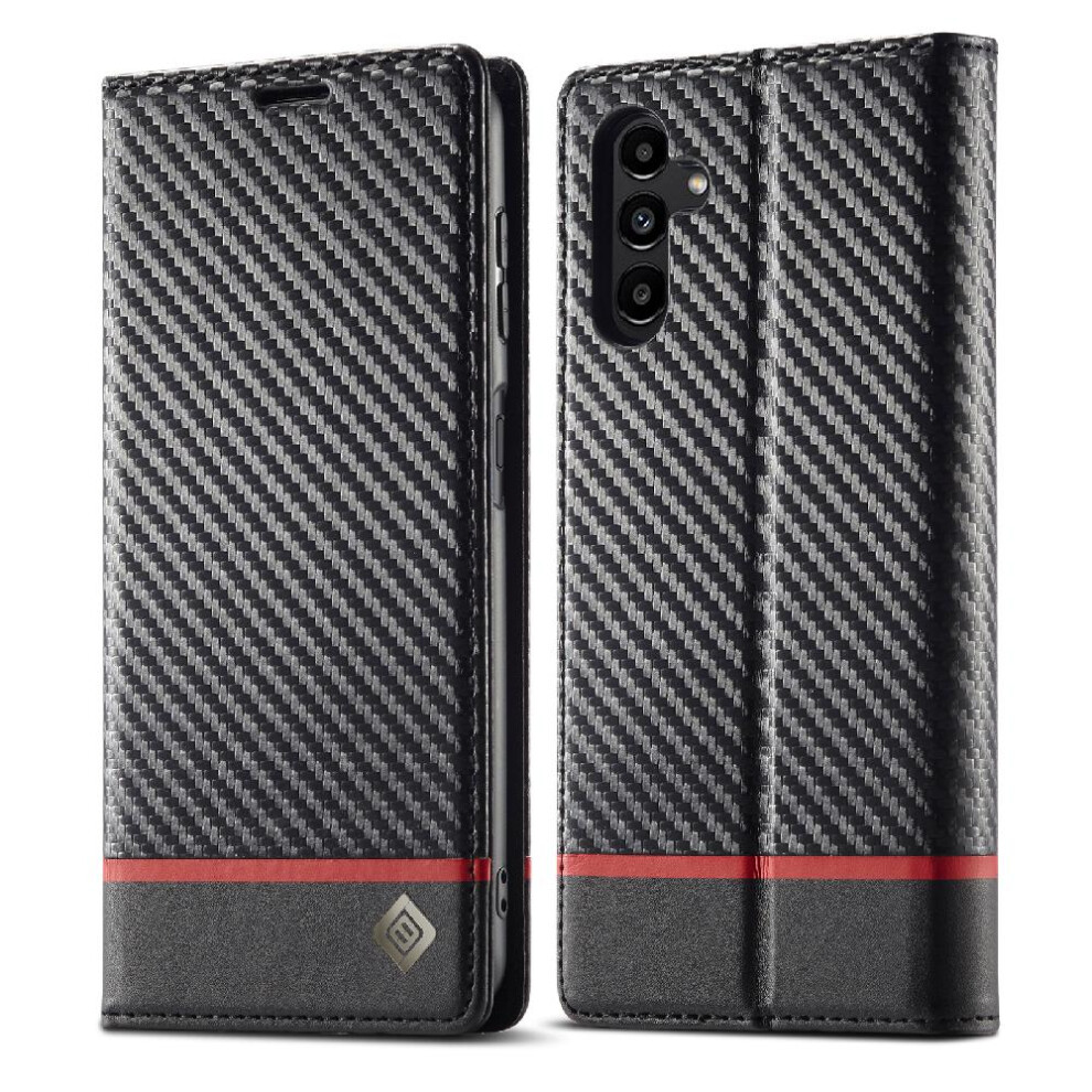 (Black) Case For Samsung Galaxy A35 5G Leather Folio Flip Case Magnetic Carbon Fiber Card Insertion With Card Holder Kickstand Full Protection Black 764762757311