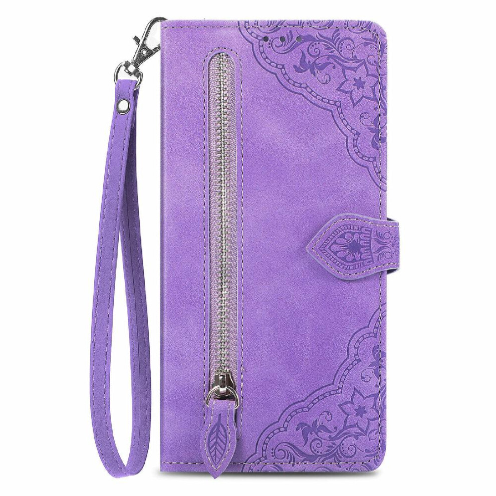 Photos - Case   for Honor X7b Flip Zipper Style Wallet Multi-card Slot Multi-color Business(Purple)