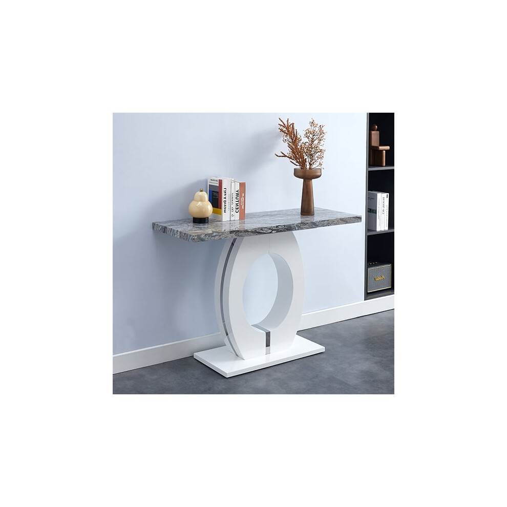 Halo High Gloss Console Table In White And Melange Marble Effect-image-OPC-PDW558Q-NEW