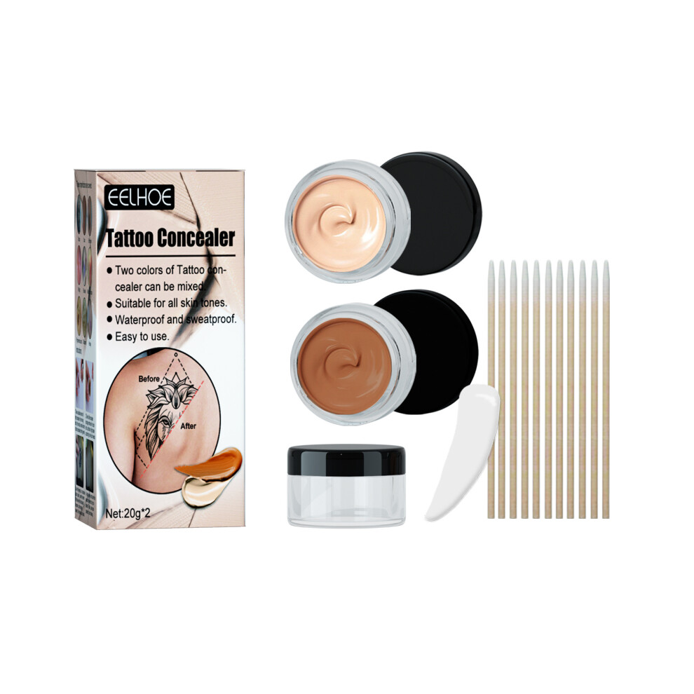 Bghone Tattoo Concealer Waterproof Brightening Covering Tattoo Scars Birthmark Scars Invisible Two-Color Concealer