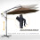 Outsunny Outsunny 3(m) Garden Banana Parasol Cantilever Umbrella w/Crank& Base, Brown 6