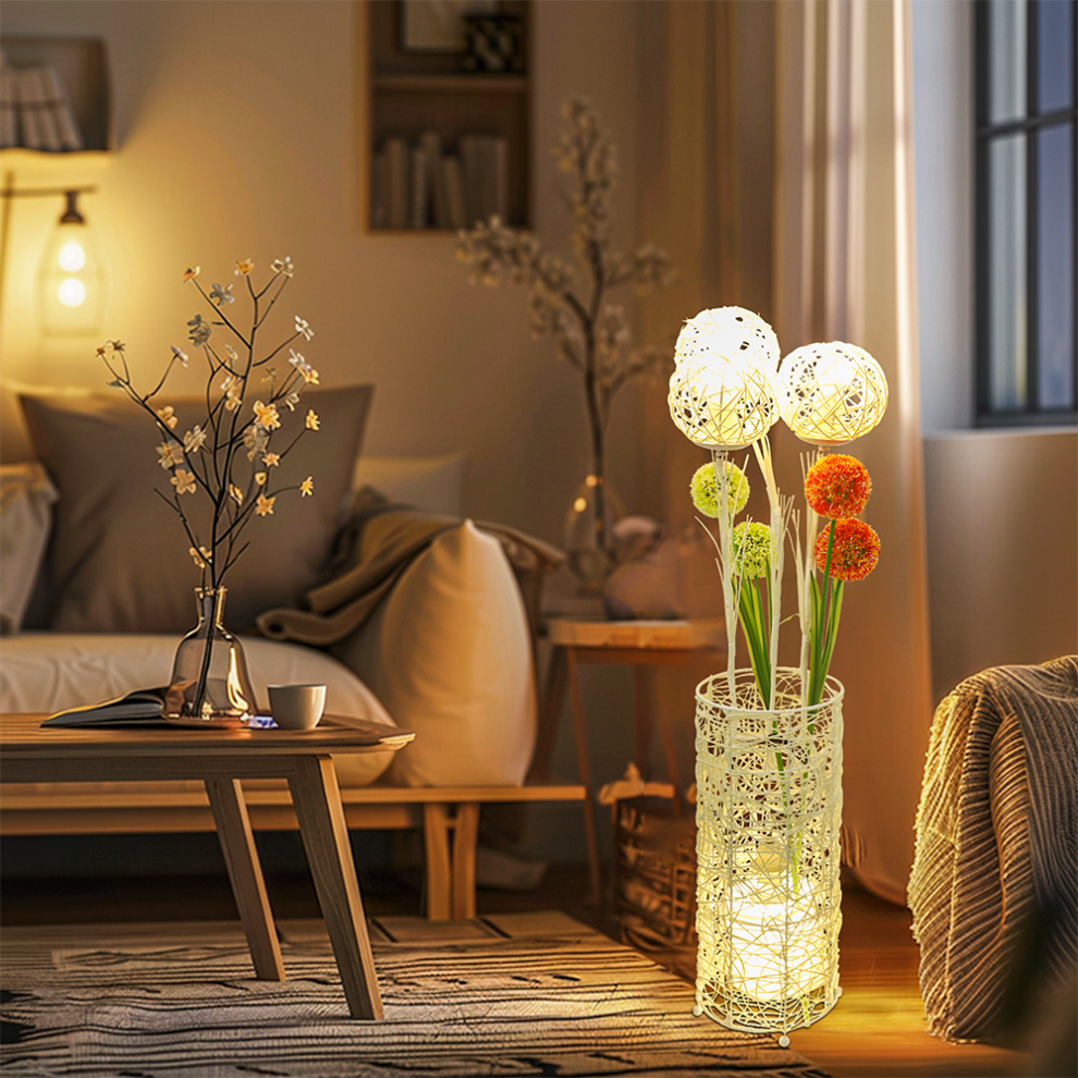 Decorative Rattan Led Standing Floor Lamp Night Light Tree Lantern