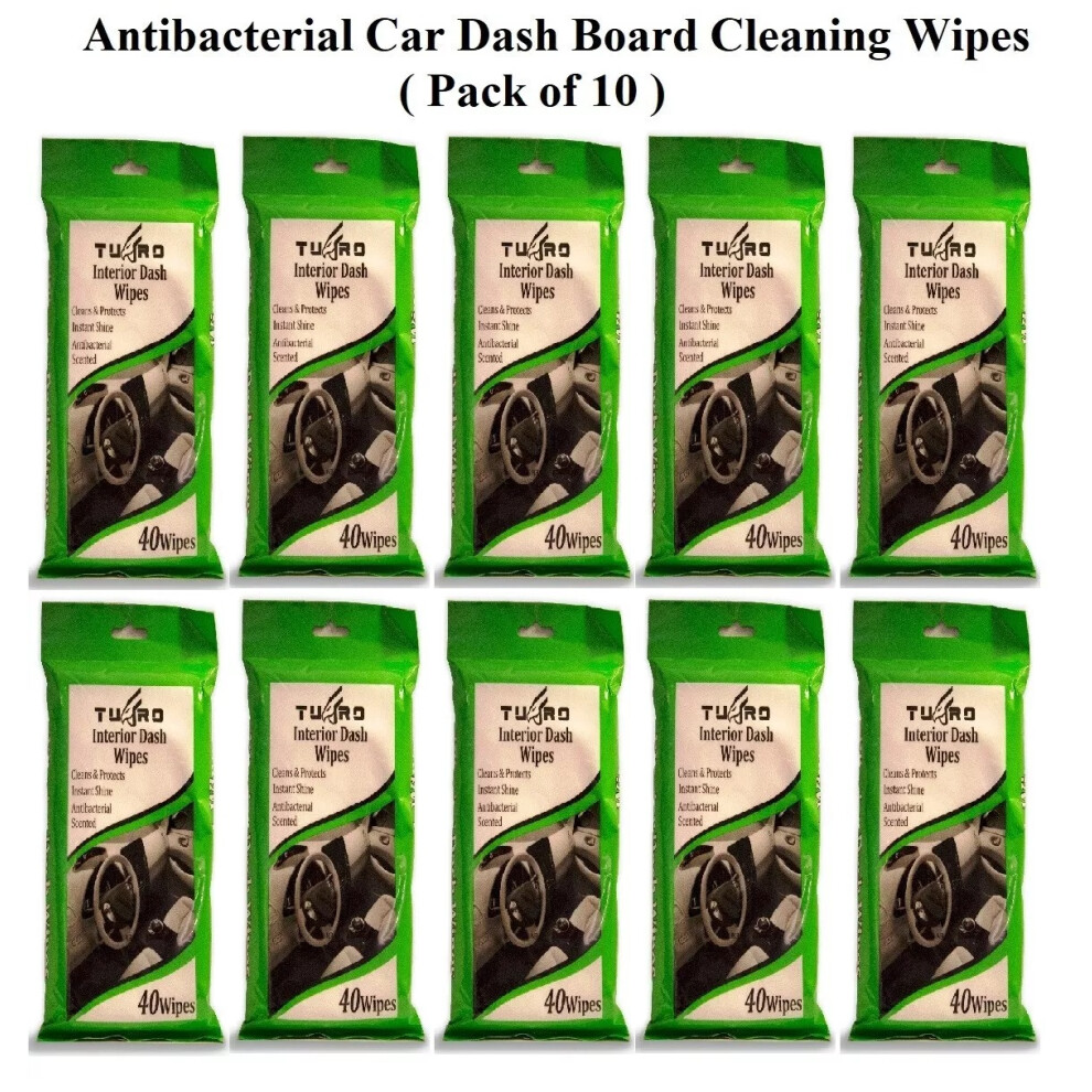 10pk X 40 Interior Dash Car Wipes Dashboard Cleaning Shine Wet Wipe