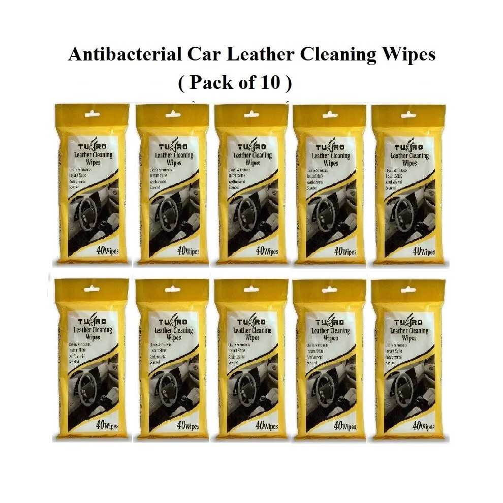 10pk X 40pc Car Interior Leather Seat Cleaning Wipes Wet Scented