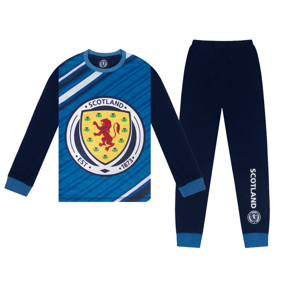 (Navy Blue, 9-10 Years) Scotland Boys Pyjamas Long Sublimation OFFICIAL Football Gift