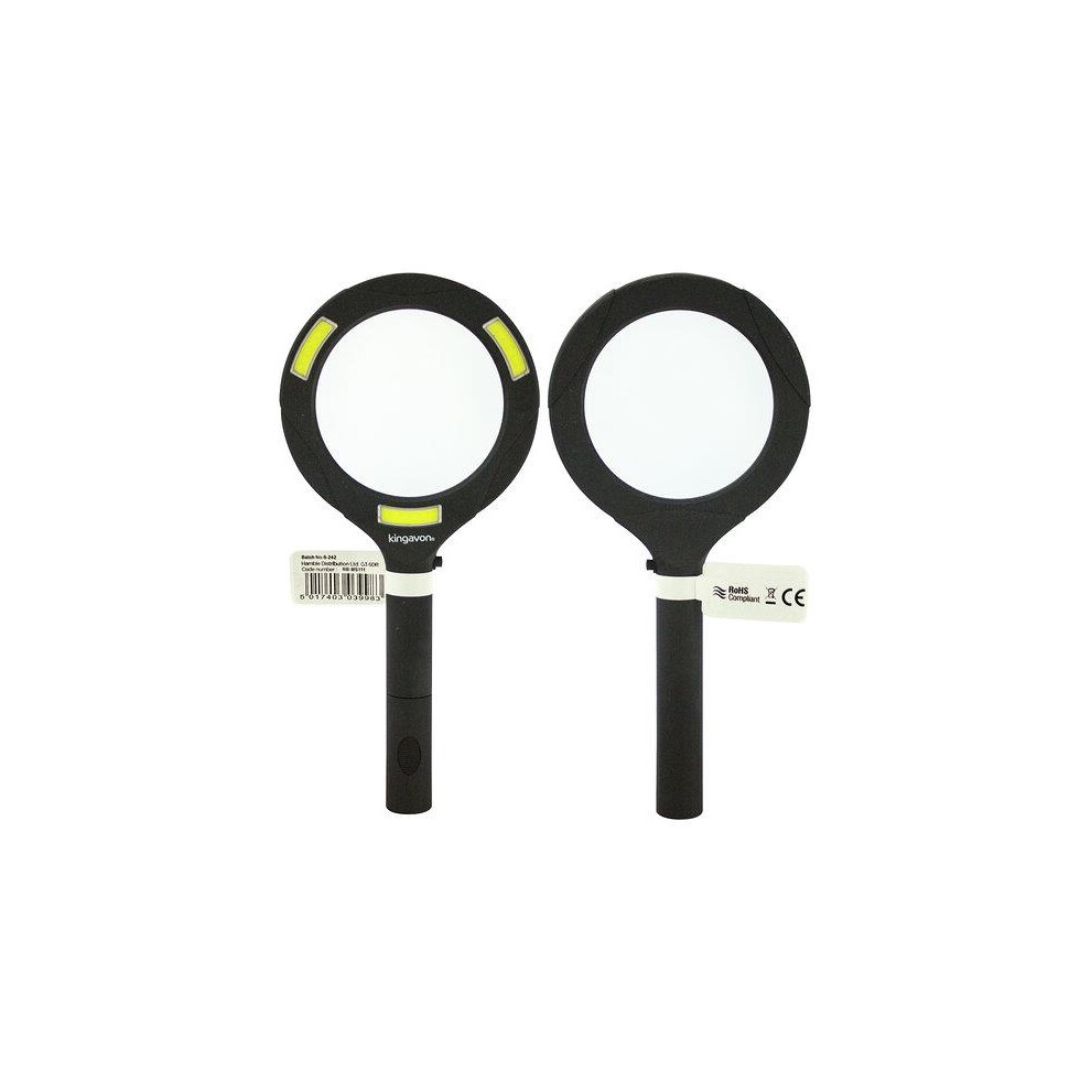 Kingavon Cob Led Magnifying Glass With Light Handheld Magnifier Loupes Reading Aid