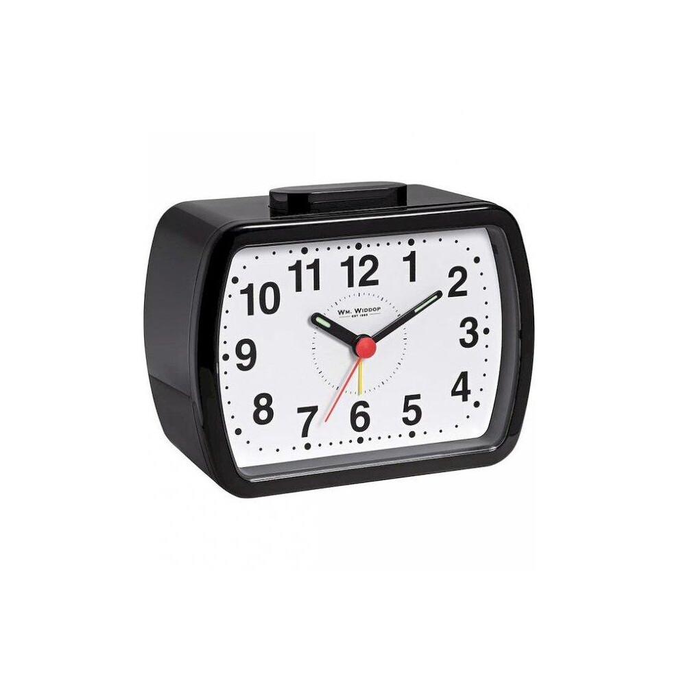 Widdop Quartz Alarm Bell Oblong Small Alarm Clock BLACK 5184B