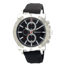 Henley Men's Polished Dial Black Silicone Sports Rubber Strap Watch H02205.3