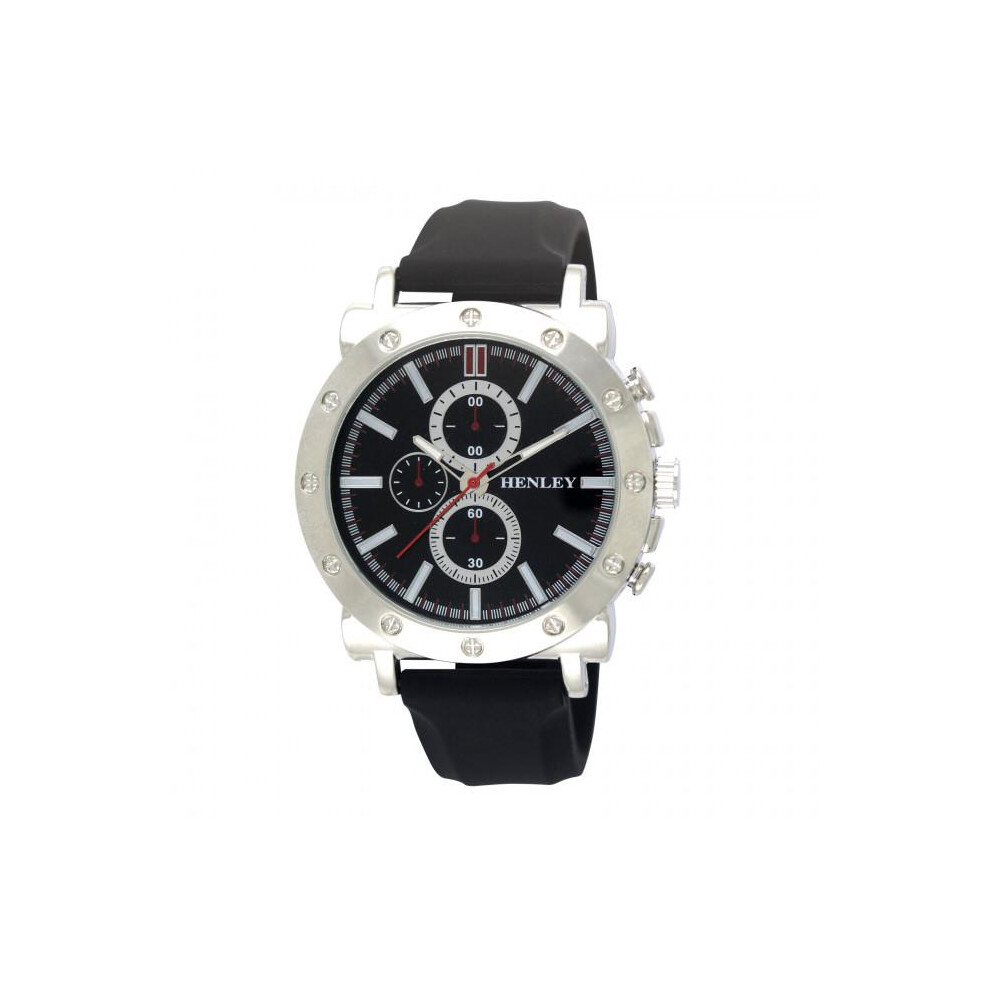 Henley Men's Polished Dial Black Silicone Sports Rubber Strap Watch H02205.3