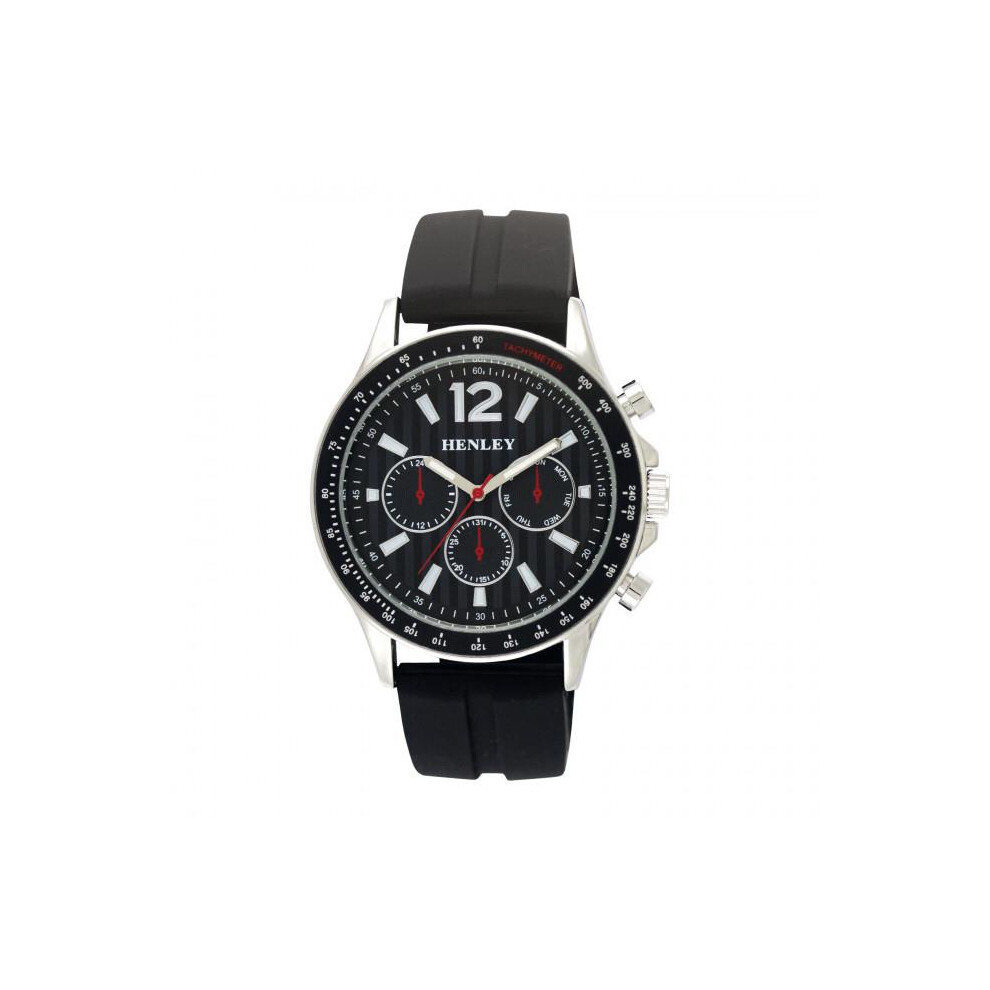 Henley Men's Black Dial Black Silicone Sports Rubber Strap Watch H02206.3