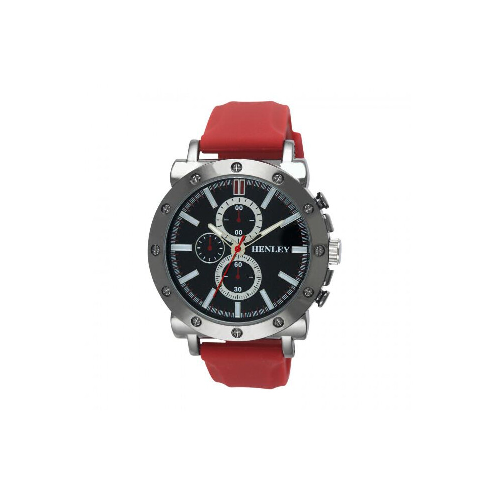 Henley Men's Polished Dial Red Silicone Sports Rubber Strap Watch H02205.10