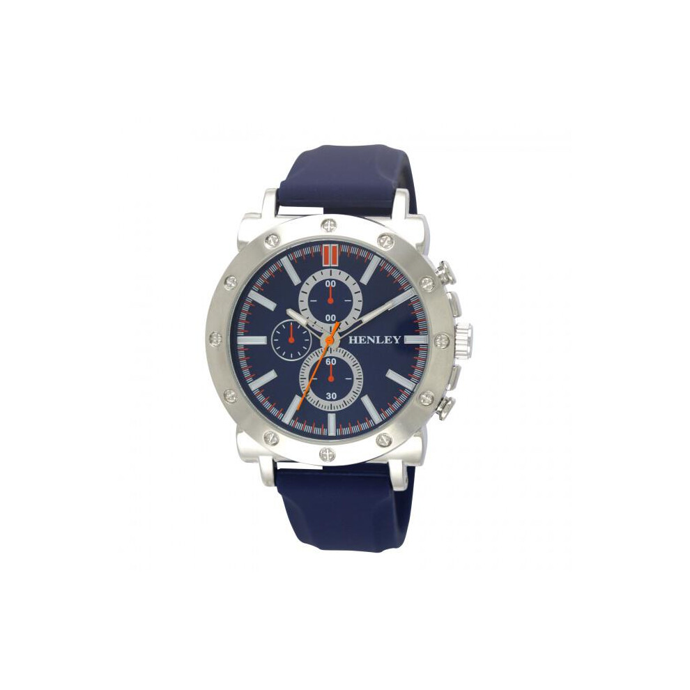 Henley Men's Polished Dial Blue Silicone Sports Rubber Strap Watch H02205.6