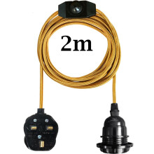 E27 2M Fabric Cable UK Plug in Pendant Lamp Light Set Fitting Vintage Bulb Holder Socket~1267