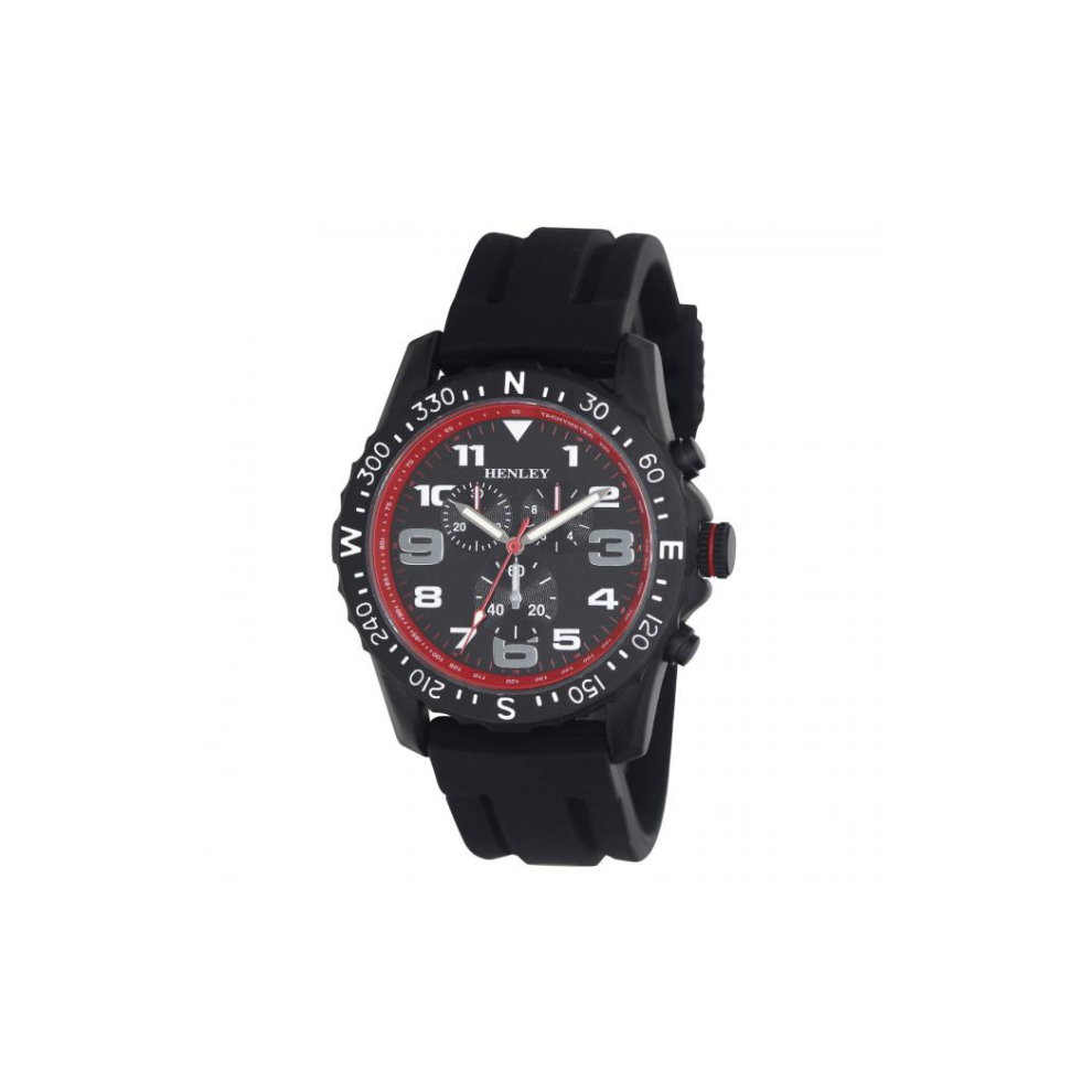 Henley Men's Multi Eye Black Dial With Black Sports Silicone Rubber Strap Watch H02208.3