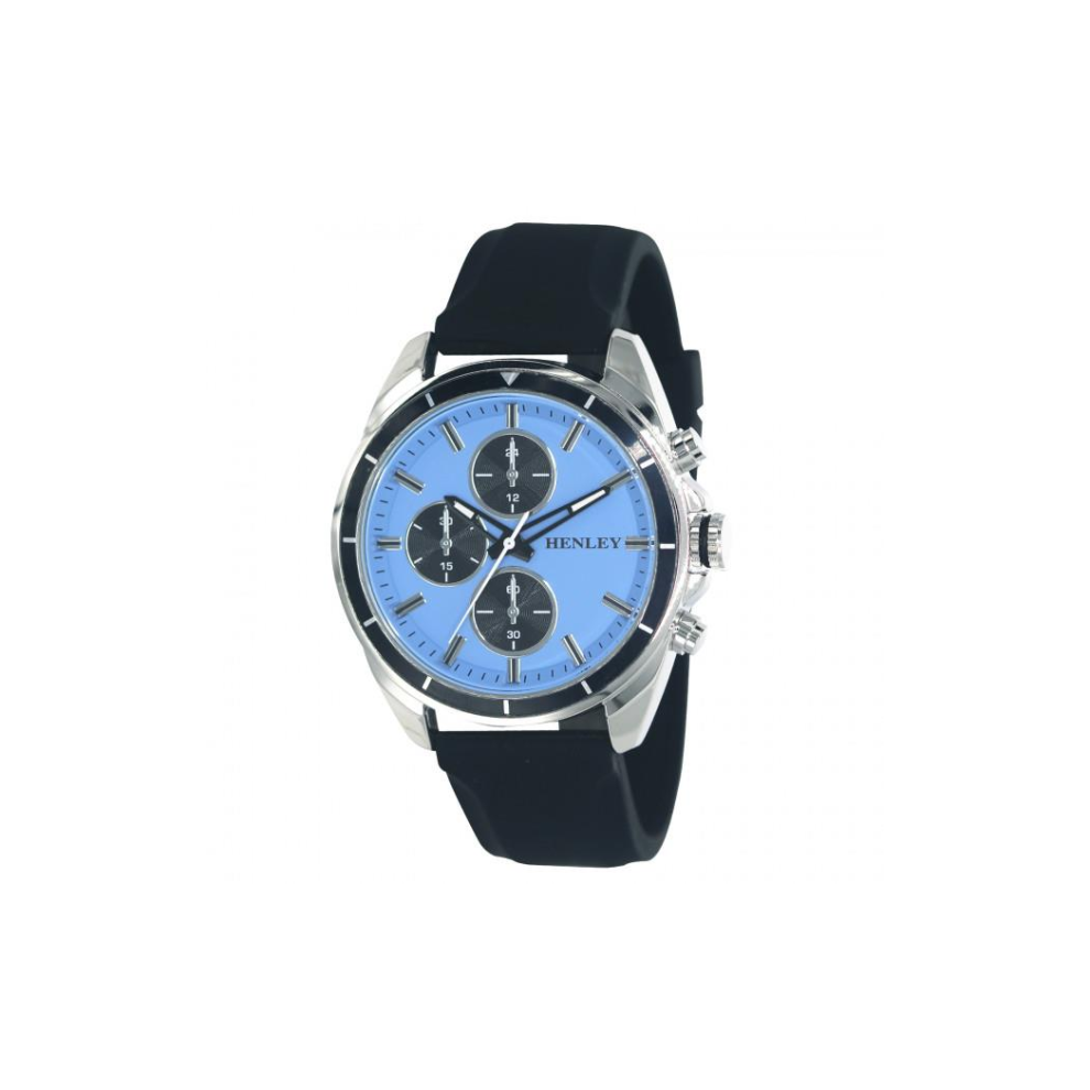 Henley Men's Multi Eye Blue Dial With Black Sports Silicone Rubber Strap Watch H02209.6