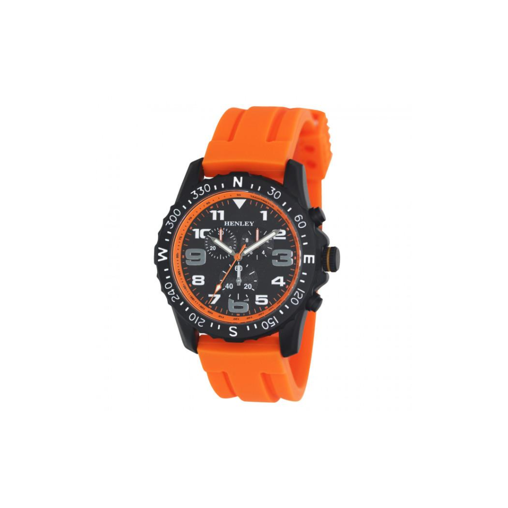 Henley Men's Multi Eye Black Dial With Orange Sports Silicone Rubber Strap Watch H02208.8