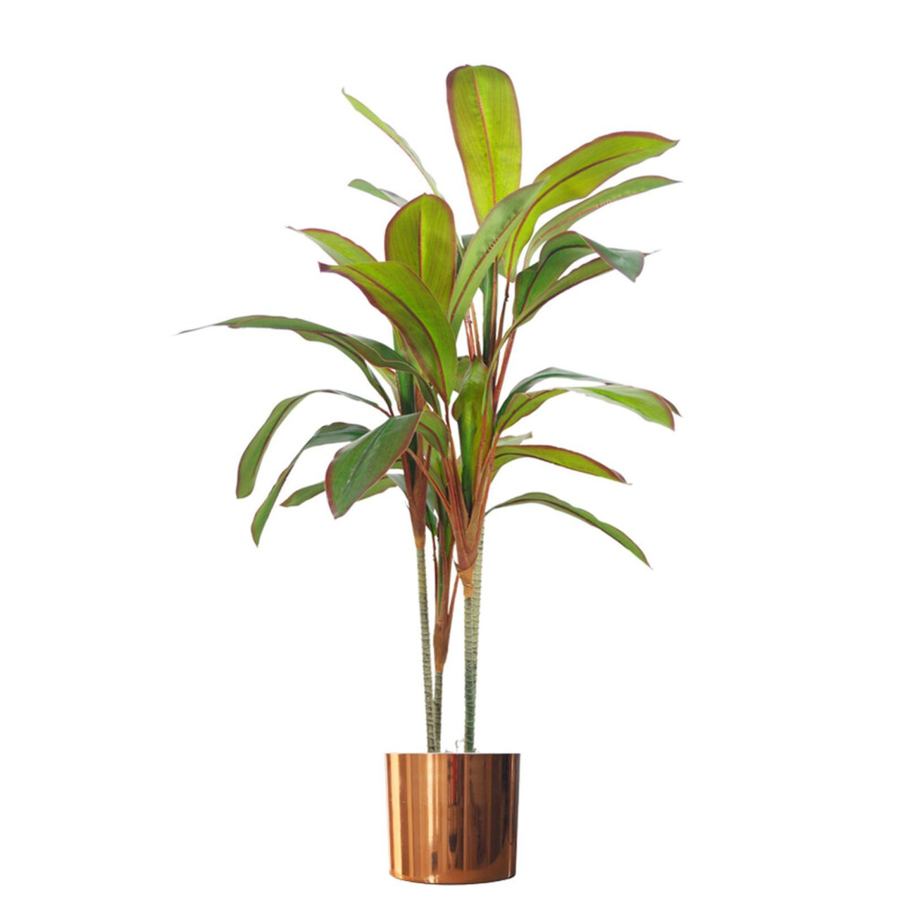 New Leaf Leaf 100Cm Artificial Realistic Dracaena Tropical Plant With Copper Metal Plater