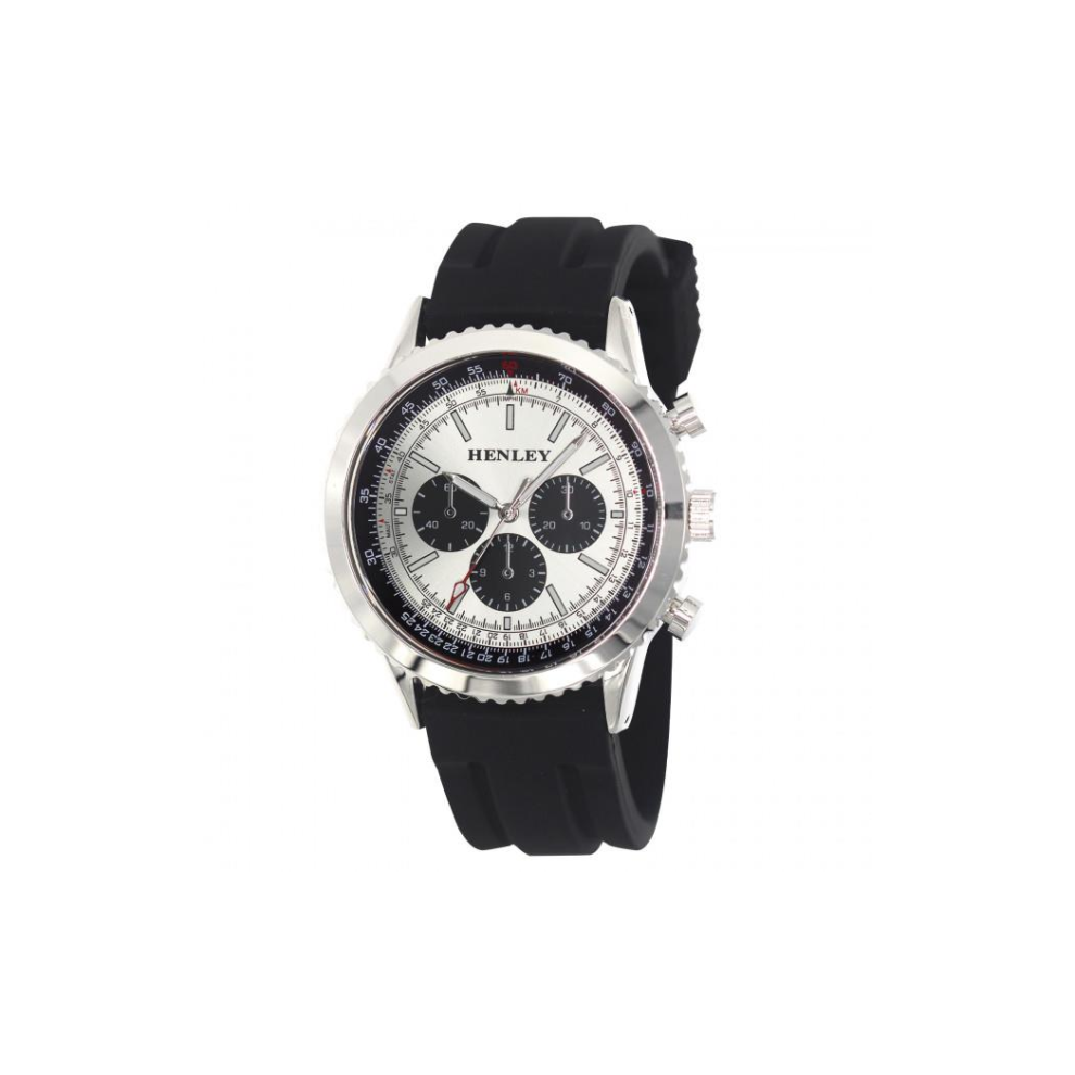 Henley Mens Multi Eye Silver Dial With Sports Large Black Silicone Strap Watch H02220.13