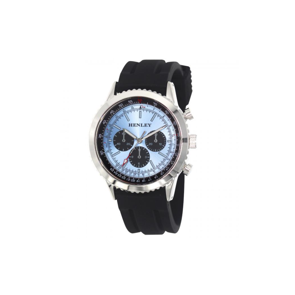 Henley Mens Multi Eye Blue Dial With Sports Large Black Silicone Strap Watch H02220.6