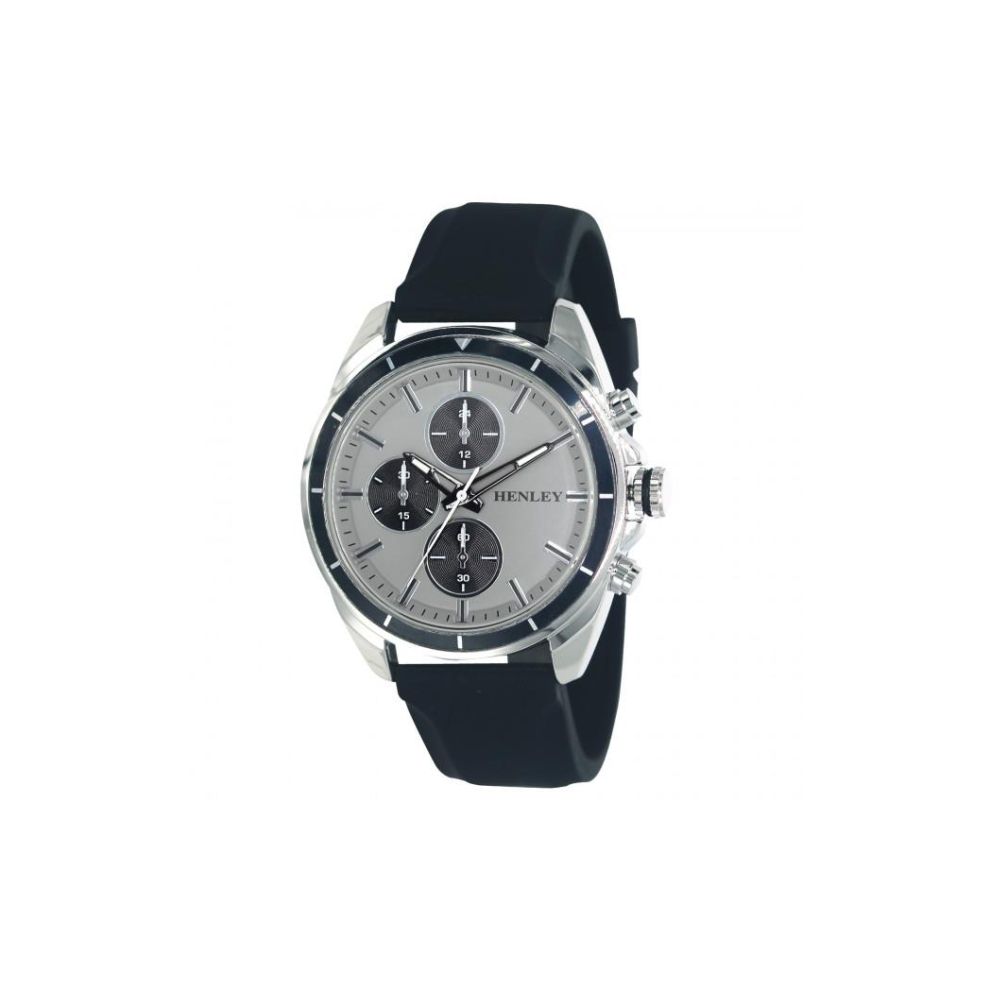 Henley Mens Multi Eye Grey Dial With Black Sports Silicone Rubber Strap Watch H02209.13