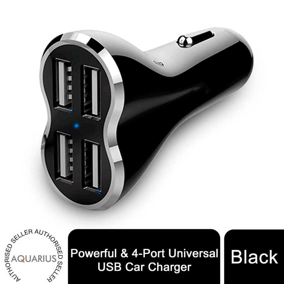 Aquarius Powerful & 4-Port Universal Usb Car Charger Black 5056184016349