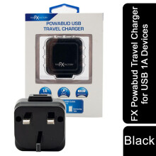 FX Mains Charger Powabud for USB 1A & Micro USB Devices for USB 1A -  Black