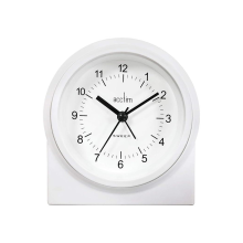 Acctim Archer Non-ticking Sweep Alarm Clock in White 16282