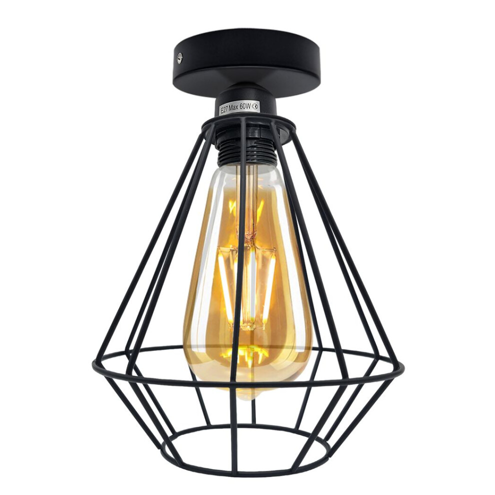 Ex Branded Vintage Wire Cage Ceiling Light Metal Round Ceiling Rose E27 Light Fitting 60W Lighting Bulb Holder