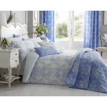 Toile 200 Thread Count Cotton Rich Duvet Cover Set Double Bed Blue