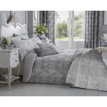 Toile 200 Thread Count Cotton Rich Duvet Cover Set Double Bed Grey