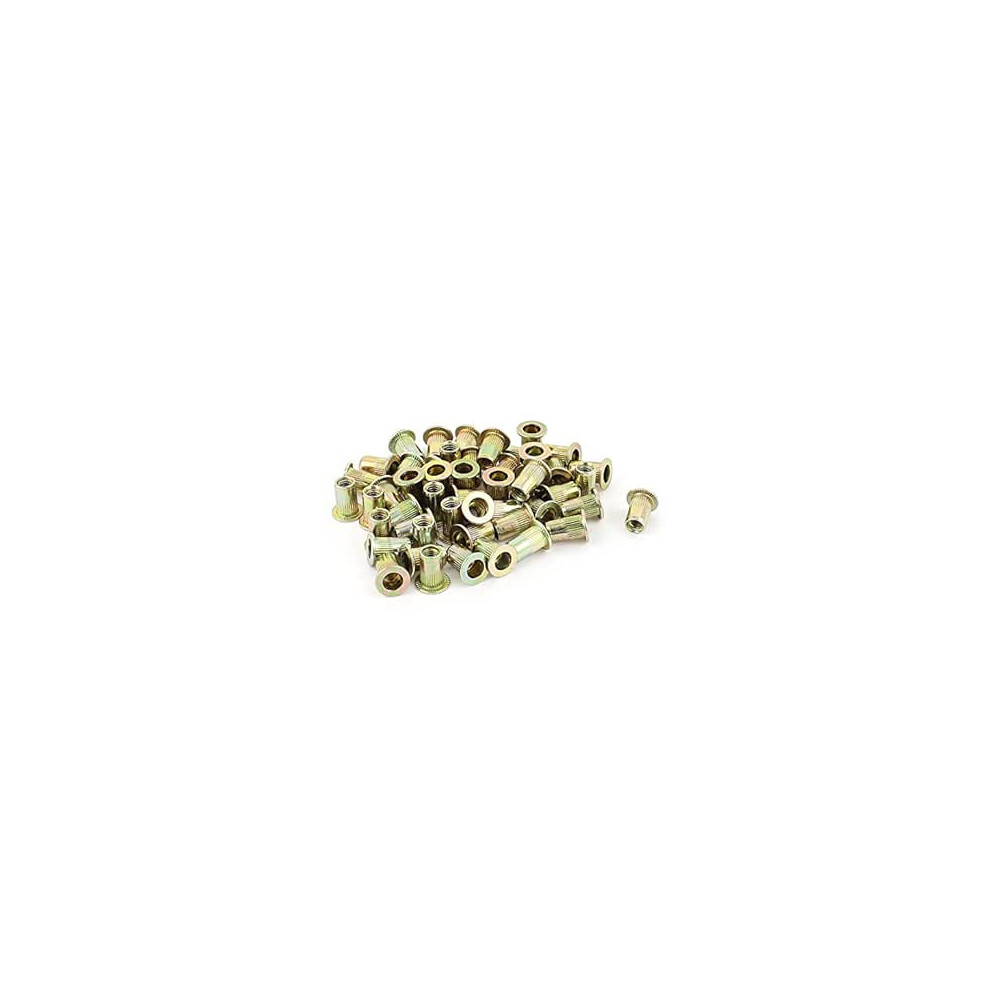 4Mm Thread Dia 11Mm Long Metal Rivet Nut Insert Nutsert Gold Tone 50Pcs 9188143513647